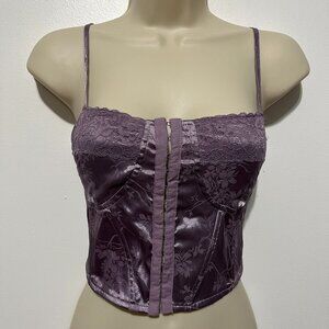 LA Hearts Fairycore Satin Cropped Corset Top Size XS Purple Ethereal Festival